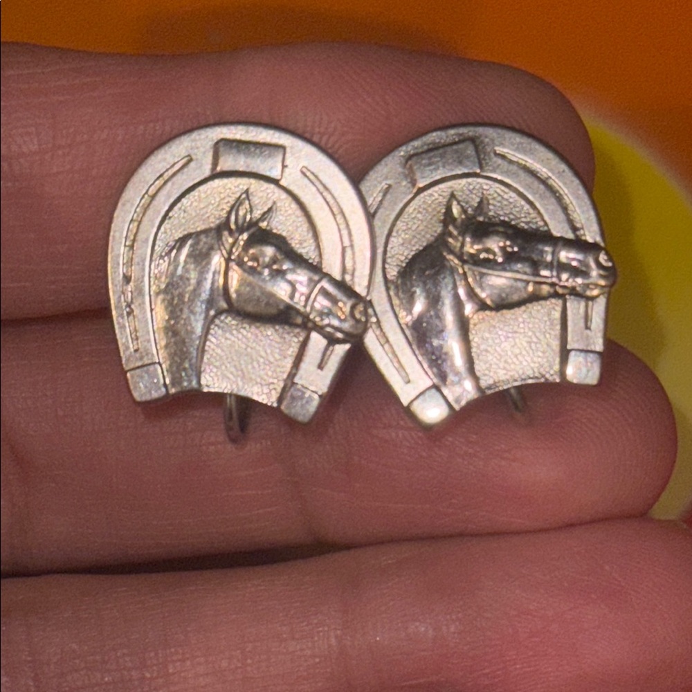 Silver Horse Head Earrings